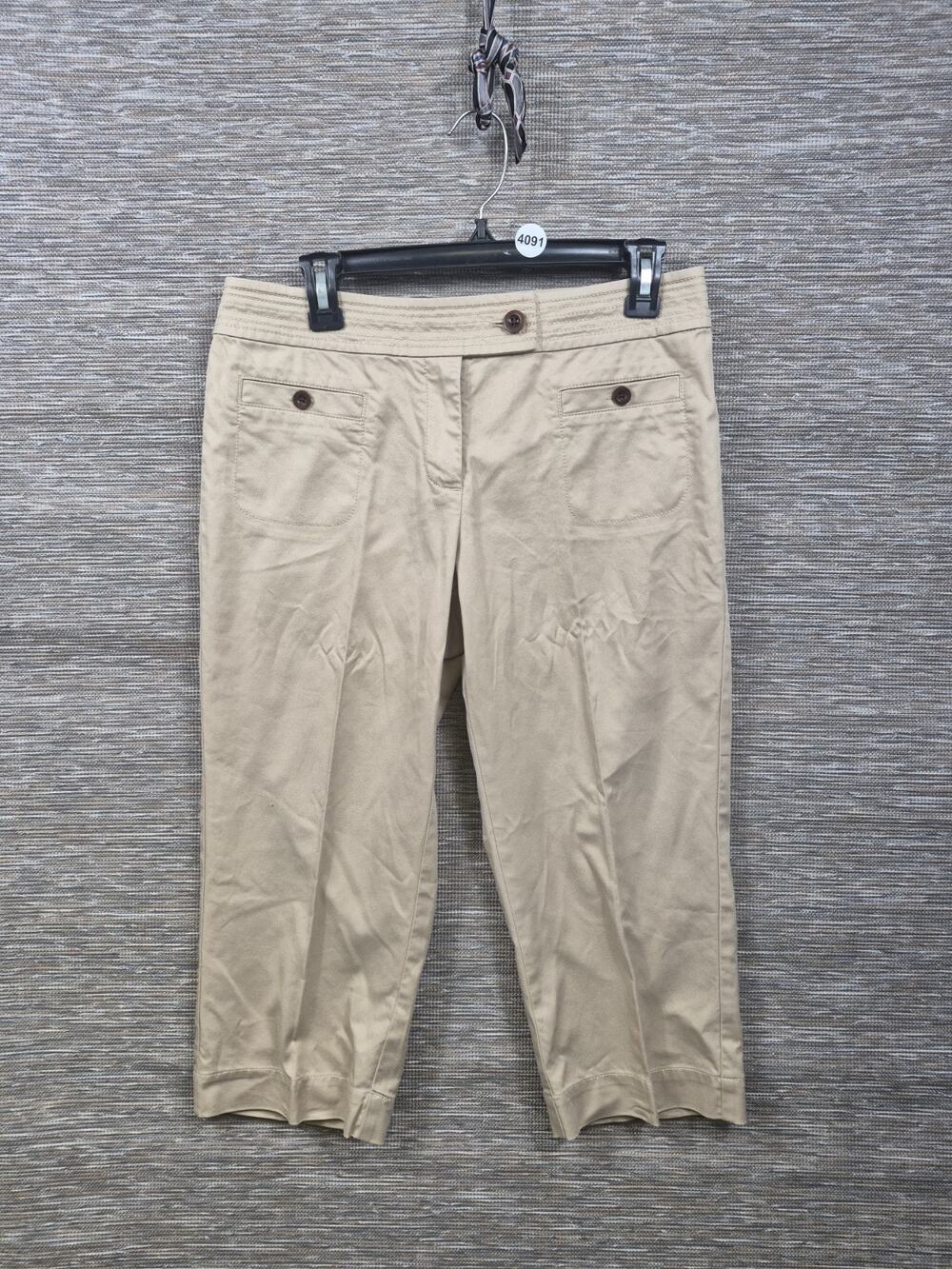 Talbots Capri Khaki Pants Womens Size 8P Beige Mid Rise Stretch